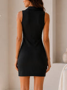 Ladies Black Ribbed Zip-Front Mini Dress - StylePhase SA