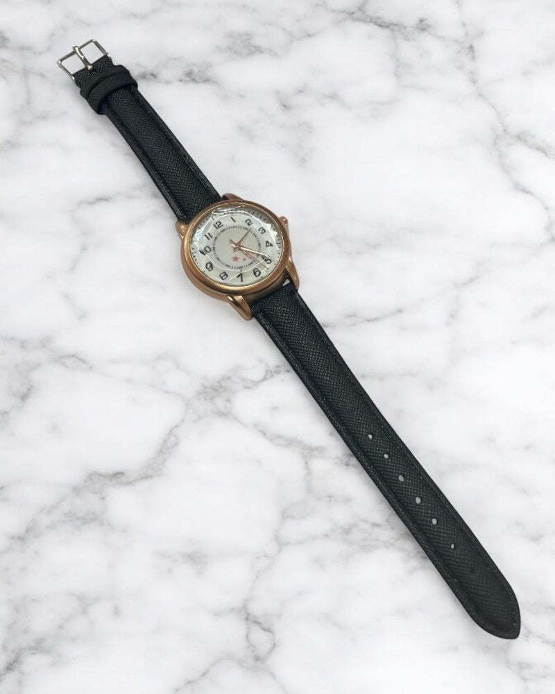 Ladies Black Round Face Strap Watch - StylePhase SA