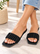 Ladies Black Ruched Strap Sandal - StylePhase SA