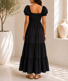 Ladies Black Ruched Tiered Dress - StylePhase SA