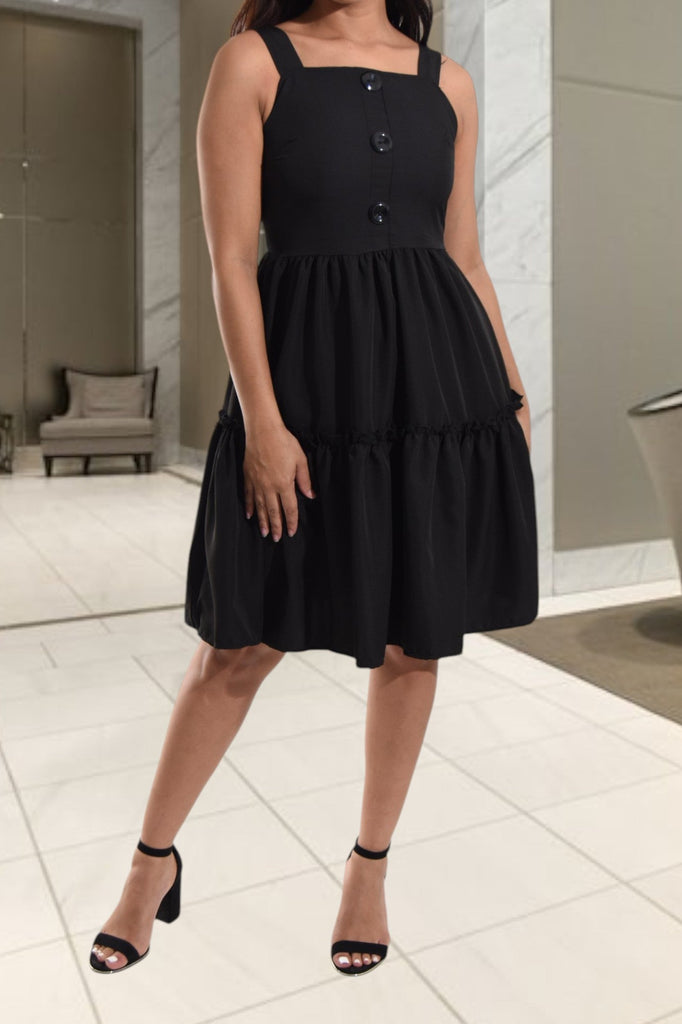 Ladies Black Ruffle Mini Dress - StylePhase SA