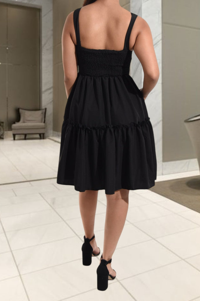 Ladies Black Ruffle Mini Dress - StylePhase SA