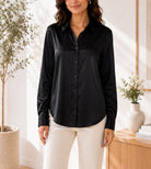 Ladies Black Satin Shirt-New Feeling - StylePhase SA