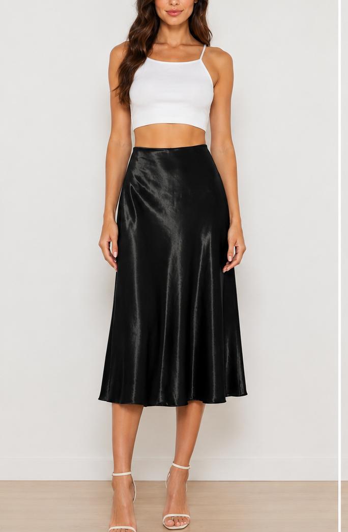 Ladies Black Satin Skirt - StylePhase SA