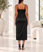 Ladies Black Satin Slip Dress - StylePhase SA