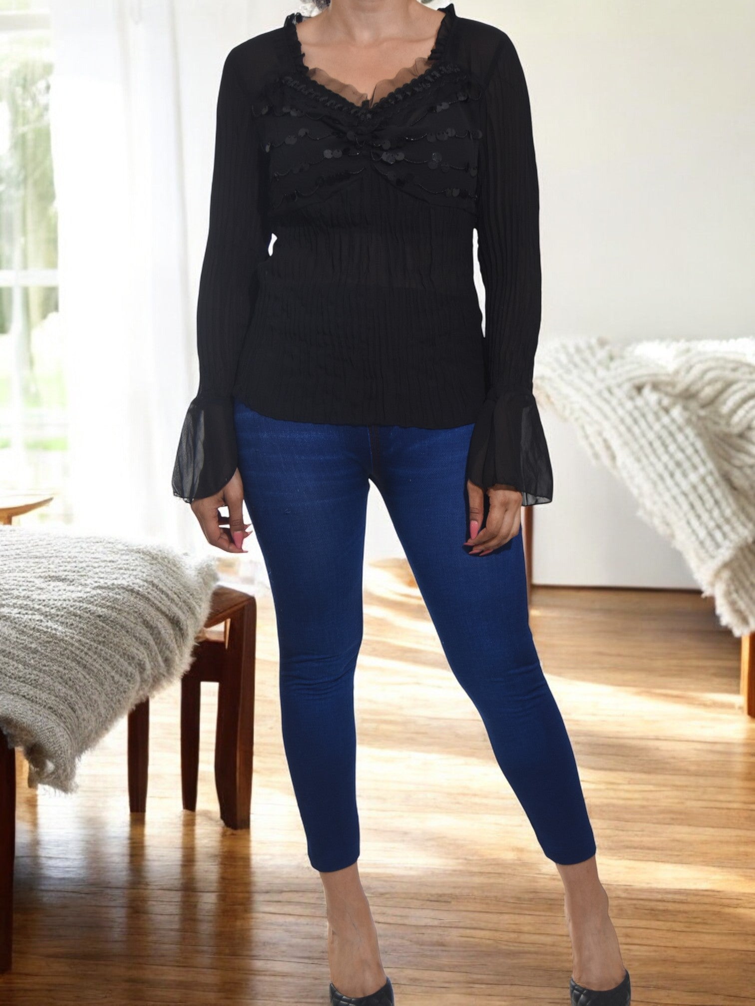 Ladies Black Sequence Top - StylePhase SA