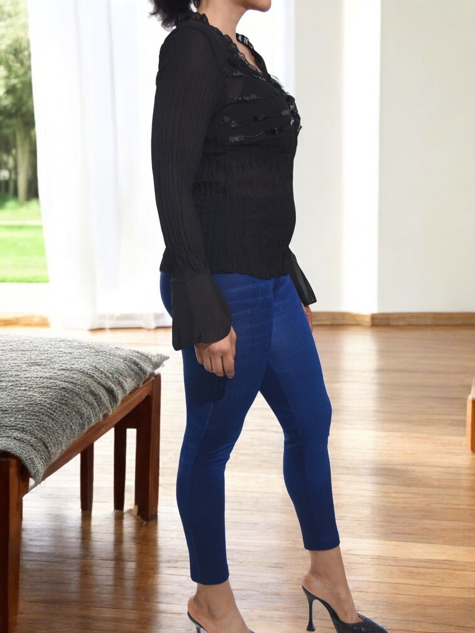 Ladies Black Sequence Top - StylePhase SA