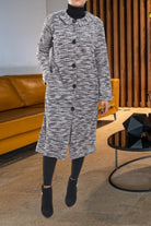 Ladies Black Shaded Jacquard Coat - StylePhase SA