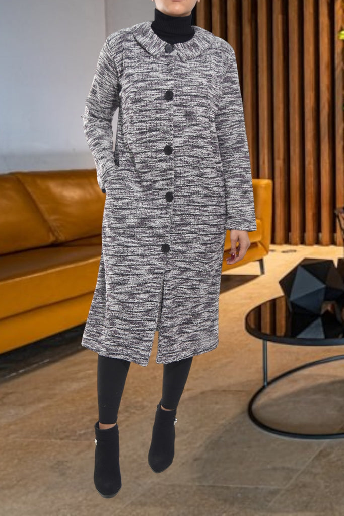 Ladies Black Shaded Jacquard Coat - StylePhase SA