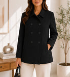 Ladies Black Short Melton Line Coat - StylePhase SA