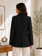 Ladies Black Short Melton Line Coat - StylePhase SA