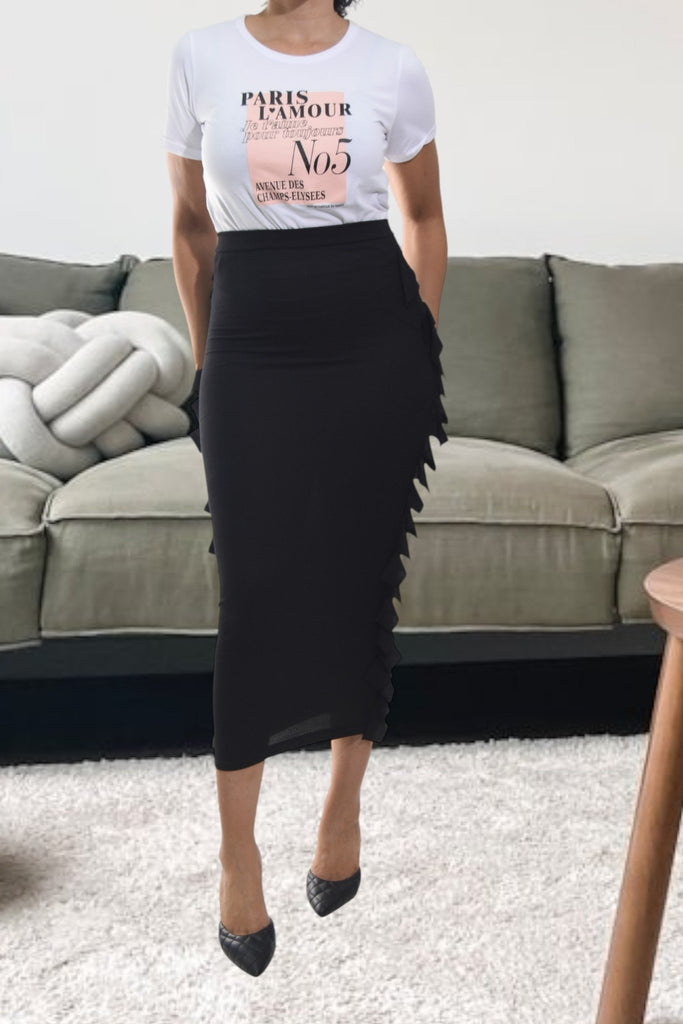 Ladies Black Side Fringe Skirt - StylePhase SA