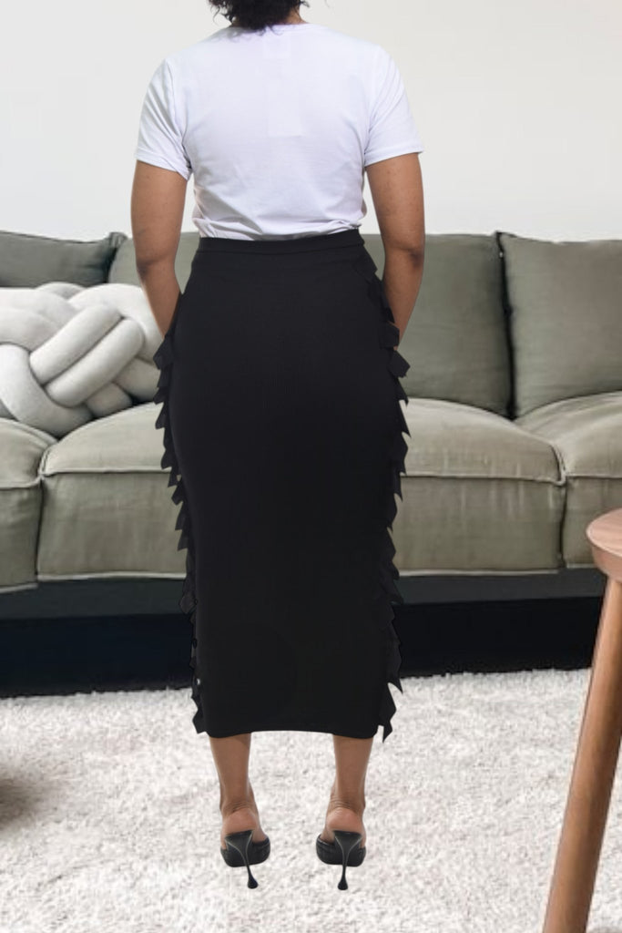Ladies Black Side Fringe Skirt - StylePhase SA