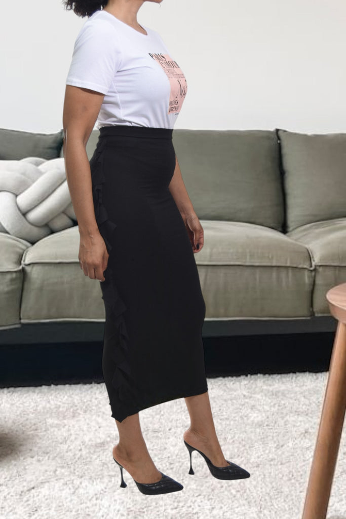 Ladies Black Side Fringe Skirt - StylePhase SA