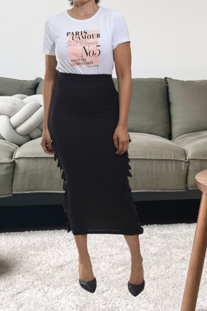 Ladies Black Side Fringe Skirt - StylePhase SA