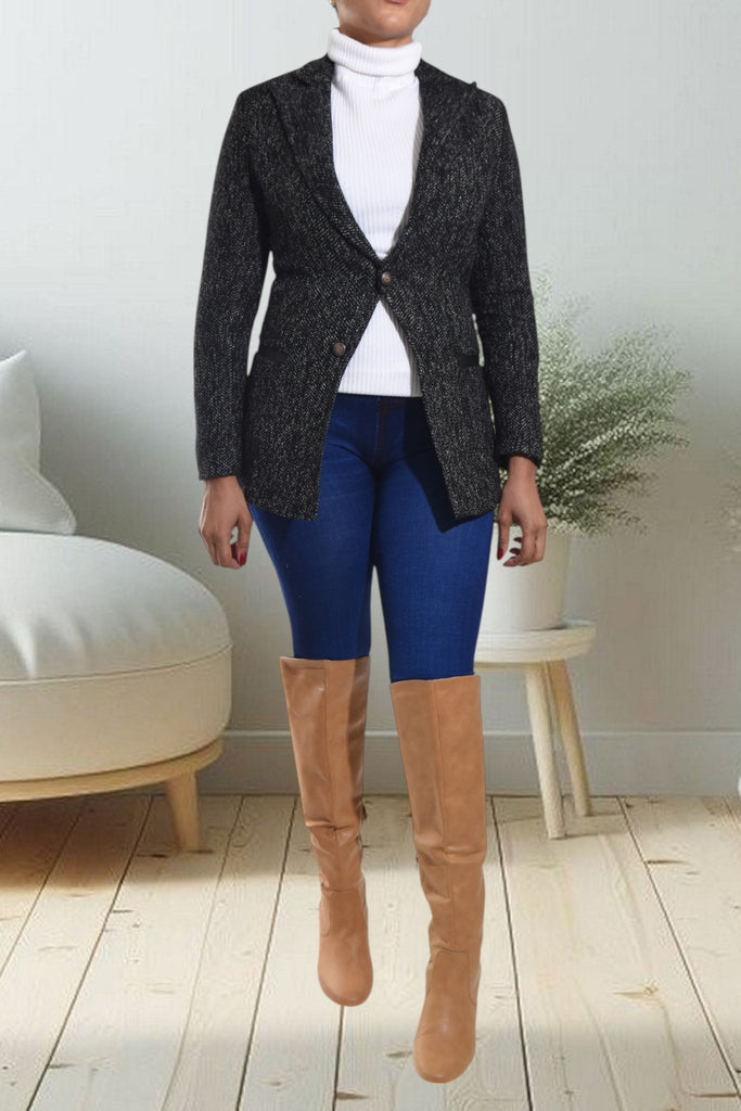 Ladies Black Single Button Coat - StylePhase SA