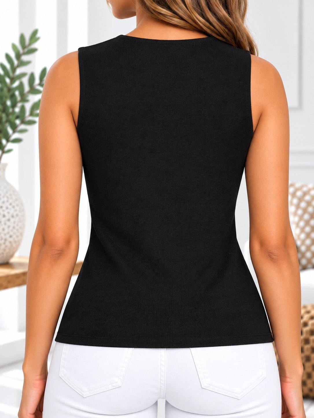 Ladies Black Sleeveless Jersey Top - StylePhase SA