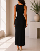Ladies Black Sleeveless Twist Front Maxi Dress - StylePhase SA
