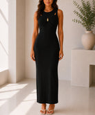 Ladies Black Sleeveless Twist Front Maxi Dress - StylePhase SA