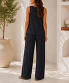 Ladies Black Sleeveless Two-piece New Feeling Set - StylePhase SA