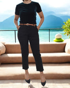 Ladies Black Slim Pants With Belt - StylePhase SA