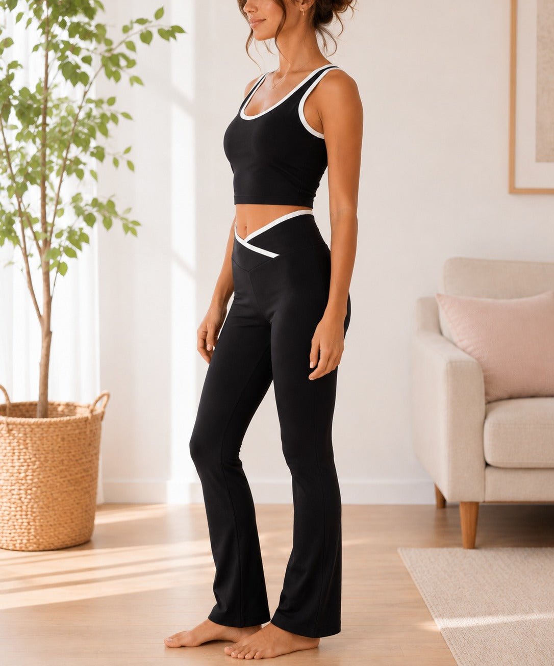Ladies Black Straight Leg Two-Piece Activewear Set - StylePhase SA
