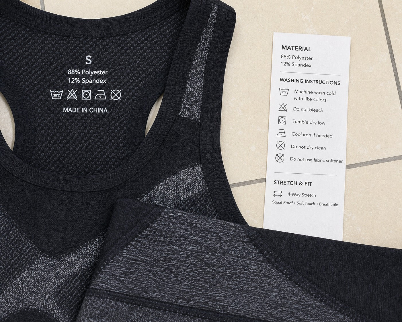Ladies Black Strappy Activewear Set - StylePhase SA