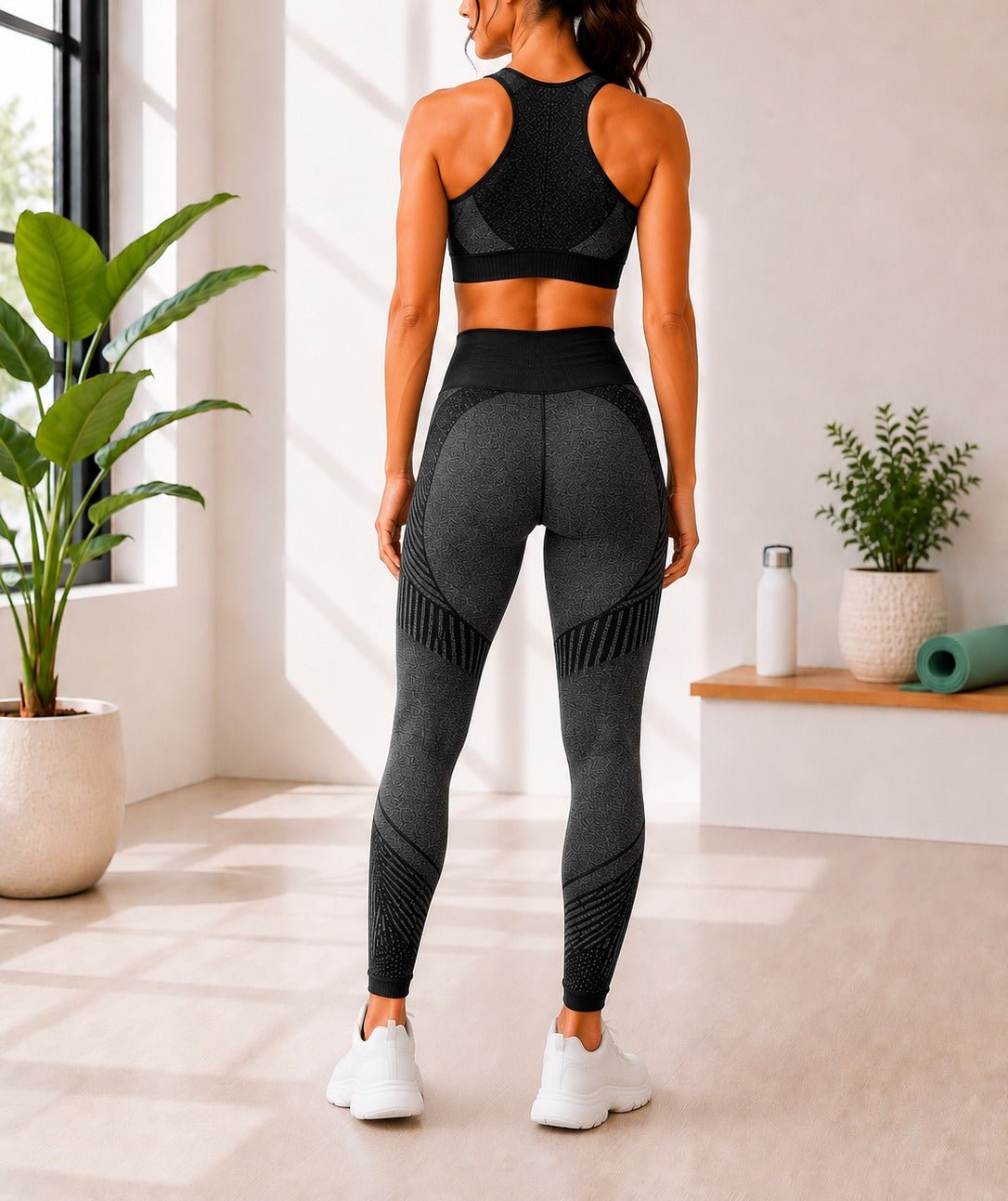 Ladies Black Strappy Activewear Set - StylePhase SA