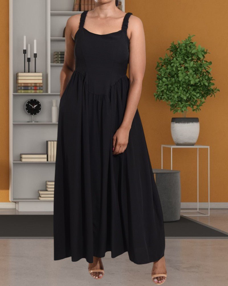 Ladies Black Strappy Maxi Dress - StylePhase SA