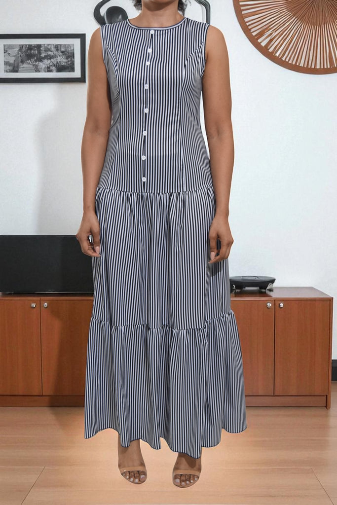 Ladies Black Stripe Dress - StylePhase SA