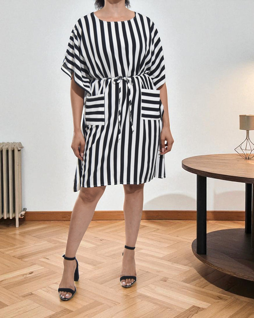 Ladies Black Stripe Pocket Dress - StylePhase SA