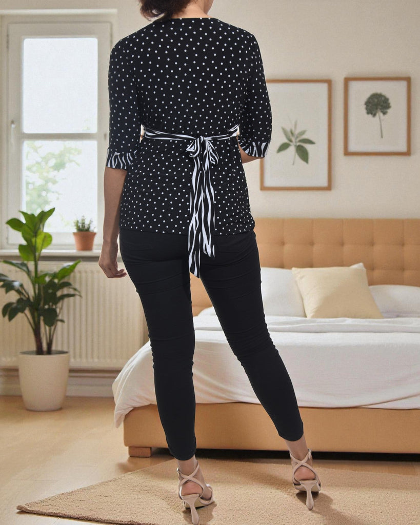 Ladies Black Stripe Tie Top - StylePhase SA