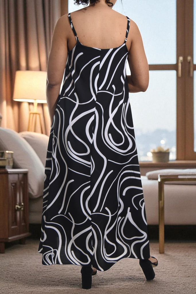 Ladies Black Swirl Print Pocket Dress - StylePhase SA