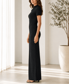 Ladies Black Textured Maxi Dress - StylePhase SA