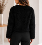 Ladies Black Textured Sherpa Jacket - StylePhase SA