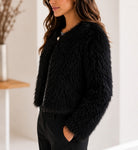 Ladies Black Textured Sherpa Jacket - StylePhase SA