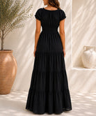 Ladies Black Tie Front Tier Dress - StylePhase SA