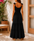 Ladies Black Tie Shoulder Tiered Maxi Dress - StylePhase SA