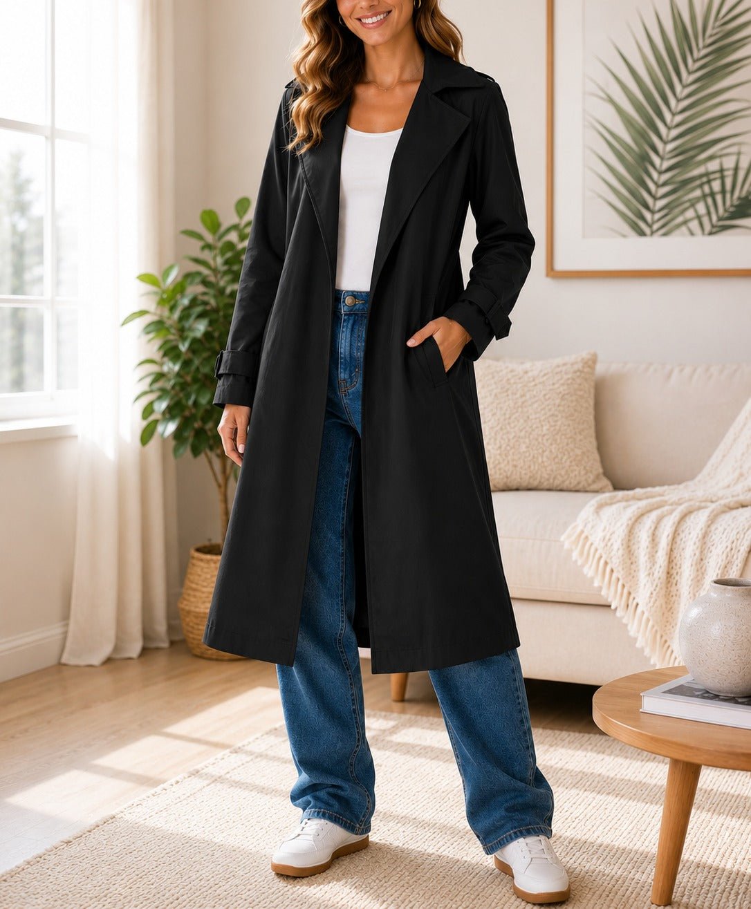 Ladies Black Trench Coat - StylePhase SA