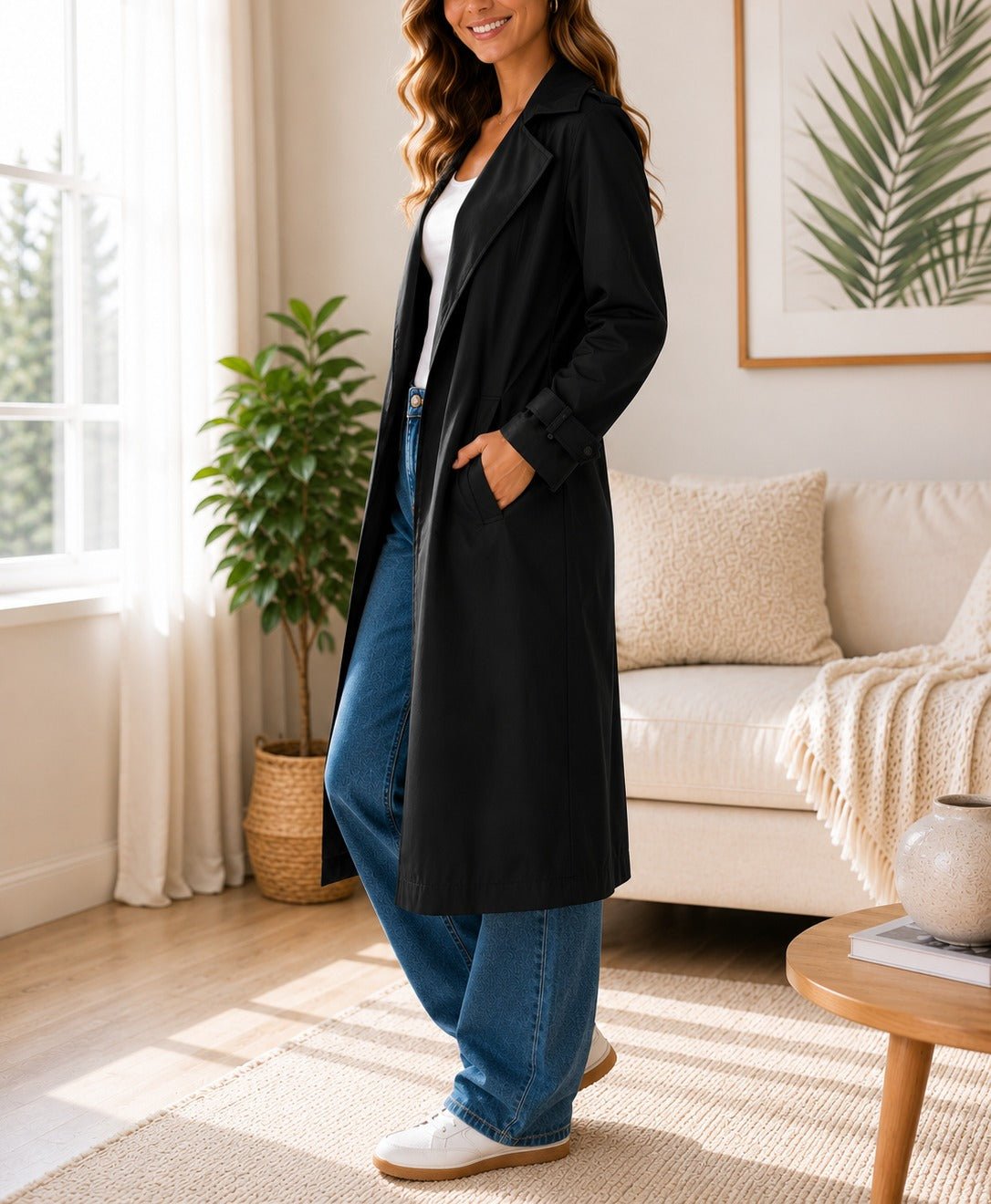Ladies Black Trench Coat - StylePhase SA