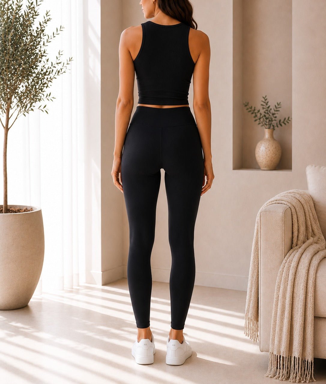 Ladies Black Two-Piece Activewear Set - StylePhase SA
