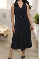 Ladies Black V Neck Buckle Dress - StylePhase SA