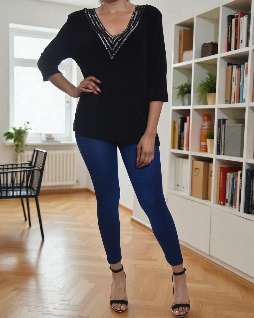 Ladies Black V Neck Top - StylePhase SA