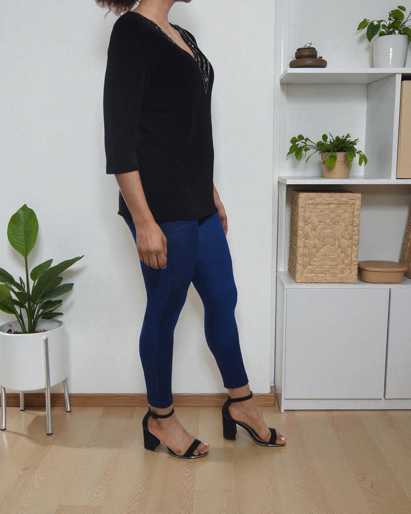 Ladies Black V Neck Top - StylePhase SA