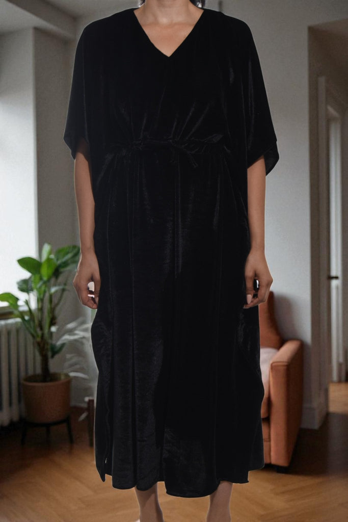 Ladies Black Velour Kaftan - StylePhase SA