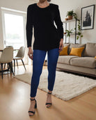 Ladies Black Velour Long Sleeve Top - StylePhase SA
