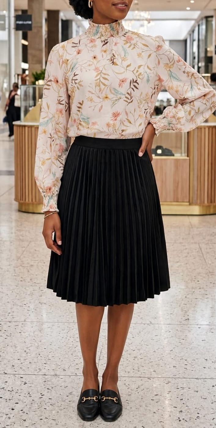 Ladies Black Velour Pleated Skirt - StylePhase SA