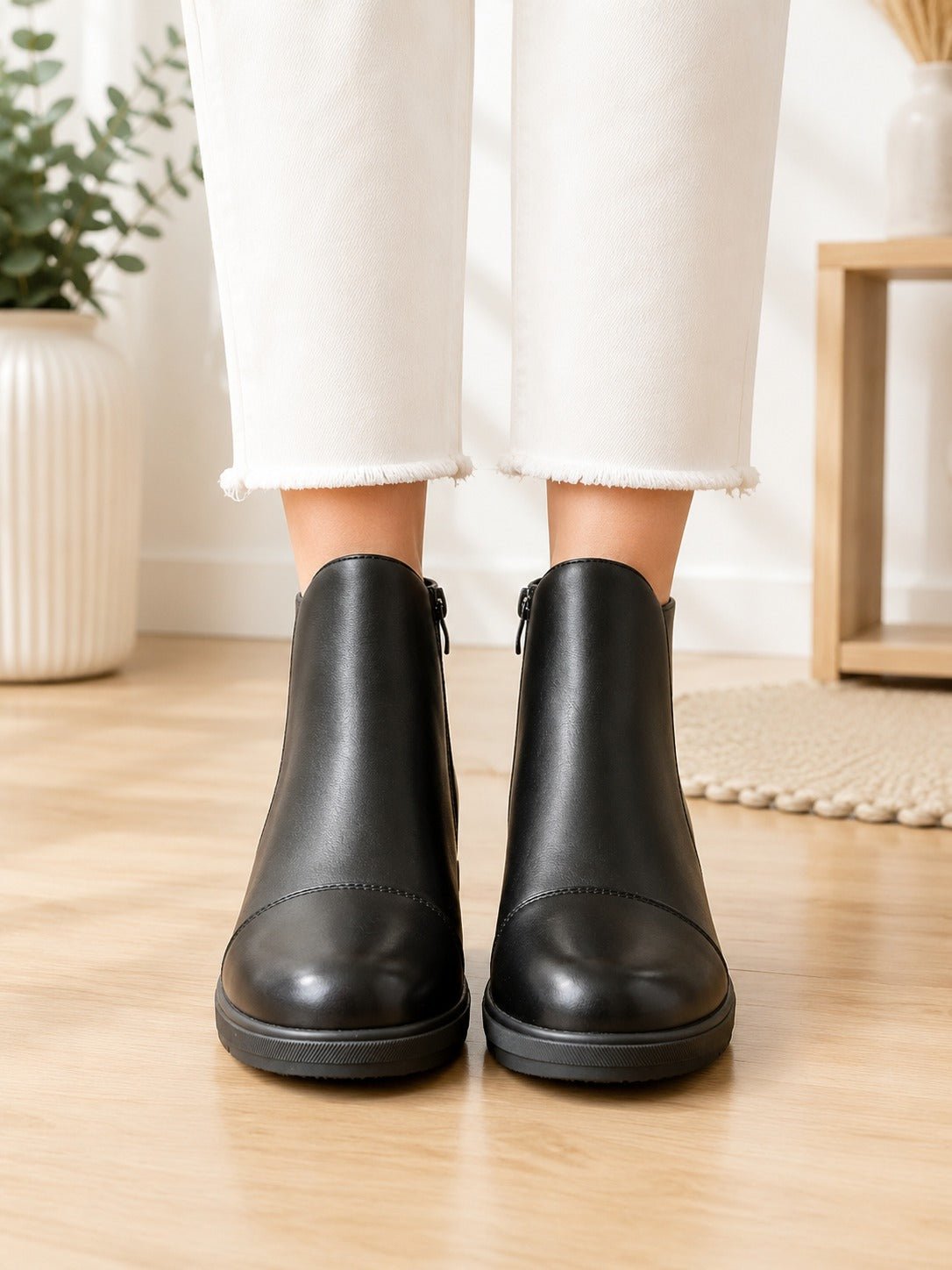 Ladies Black Wedge Chelsea Ankle Boots - StylePhase SA