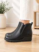 Ladies Black Wedge Chelsea Ankle Boots - StylePhase SA