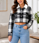 Ladies Black & White Flap Pocket Crop Jacket - StylePhase SA